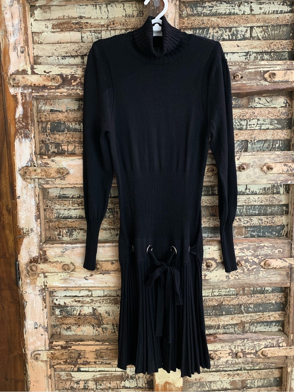 VENUS Black Turtleneck Long Sleeve Knit Dress Drop Waist, VTG Y2K Coquette, S - Picture 2 of 13
